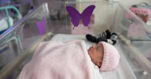 Co zanmená, když uvidíte fialového motýlka na novorozeneckém oddělení? FOTO: vizualizace redakce BetterLife prostř. GEMINI